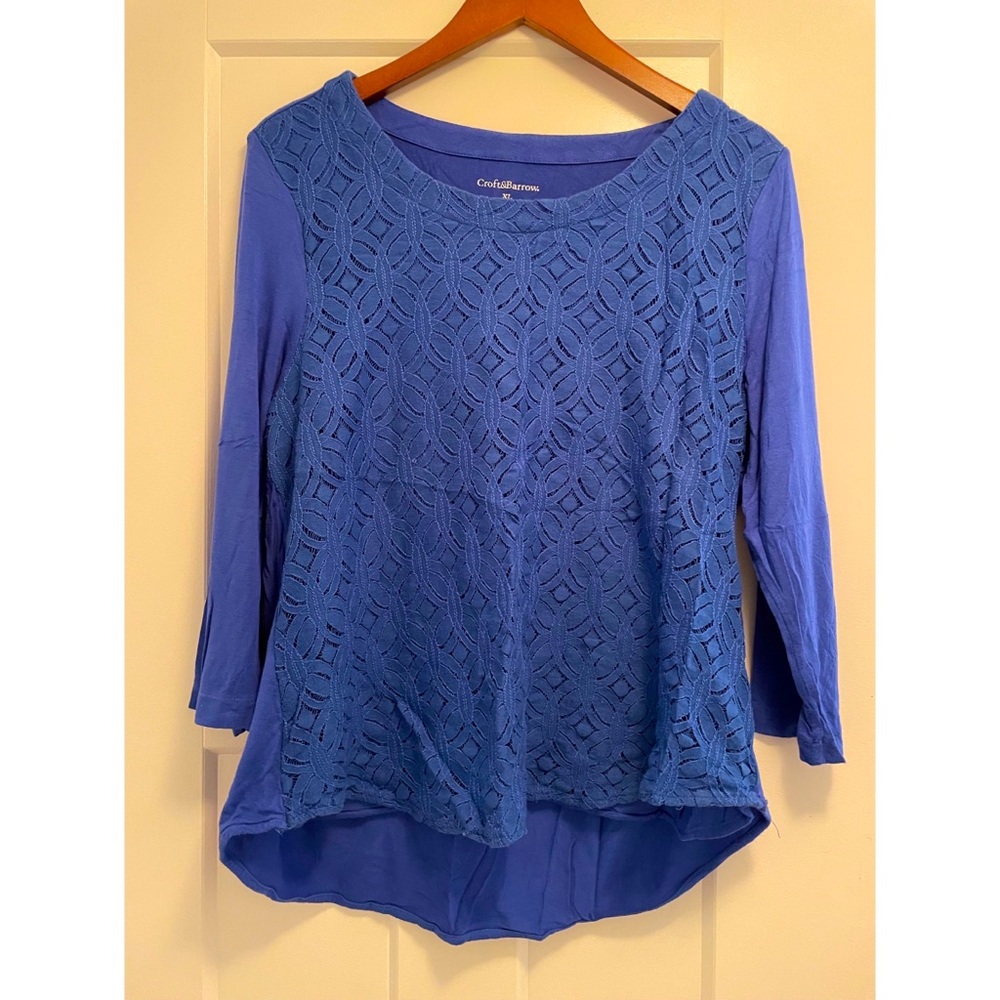 Croft & Barrow Lace Layer 3/4 Sleeve Top (size XL)